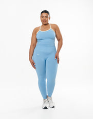 Seamless Kic Cropped Tank - Blue/Cream