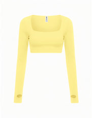 Square Neck Cropped Long Sleeve Airlyte - Limoncello