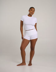 Cotton Comfort Fold Over Short - White
