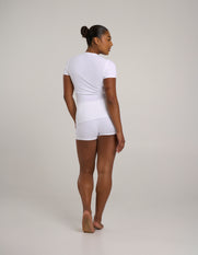 Cotton Comfort Fold Over Short - White