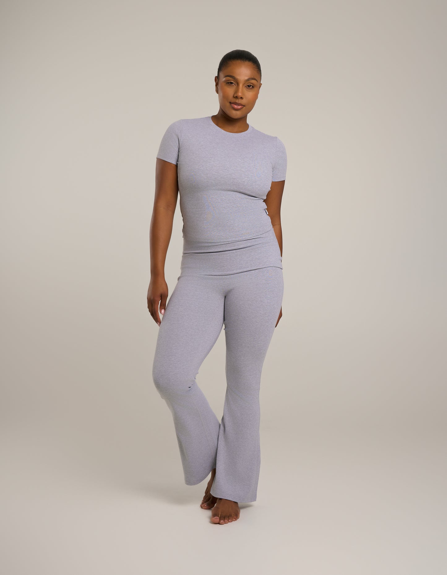 Cotton Comfort Fold Over Flare - Grey Marle