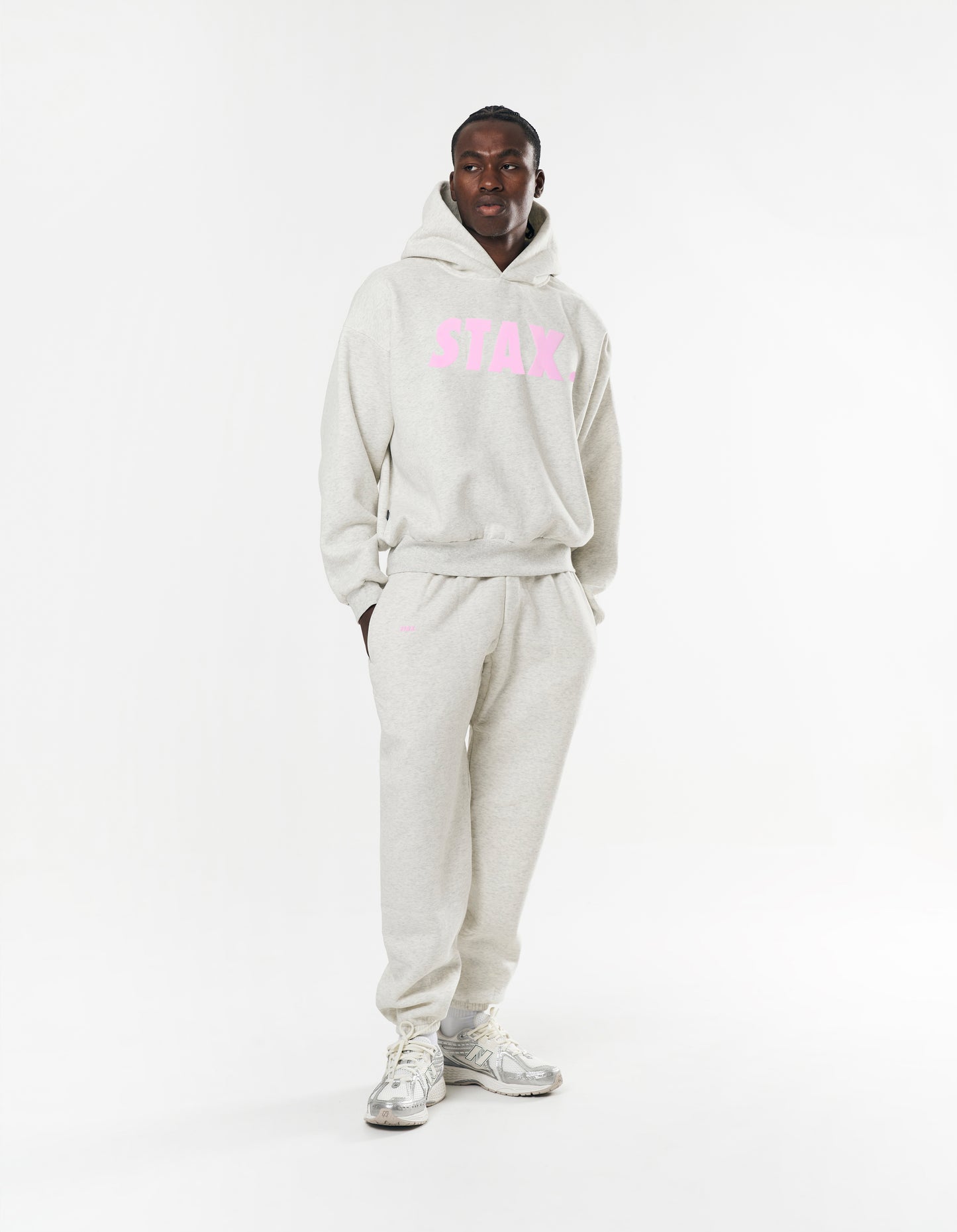 Classic Cuffed Jogger - Light Grey/Pink