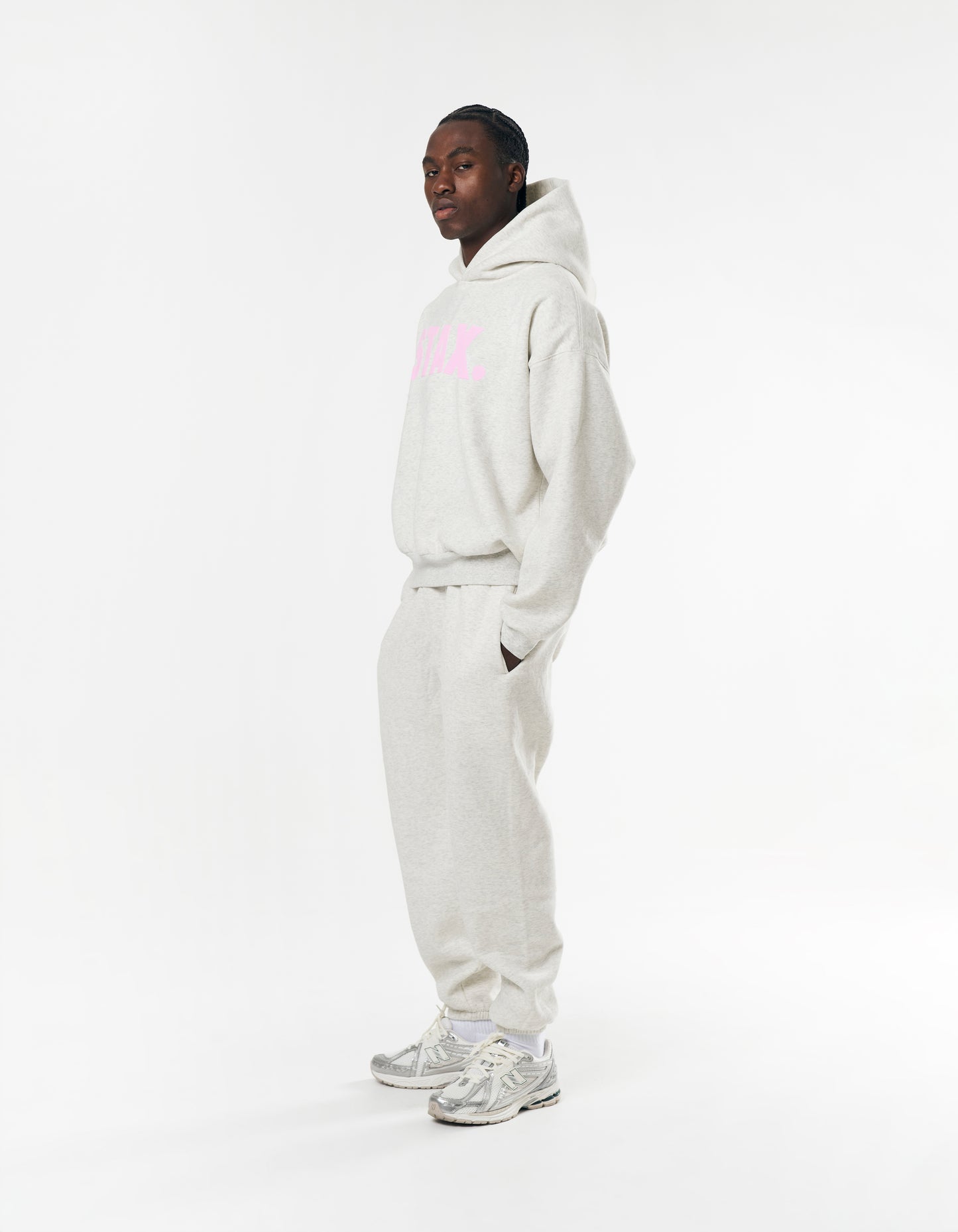 Classic Cuffed Jogger - Light Grey/Pink