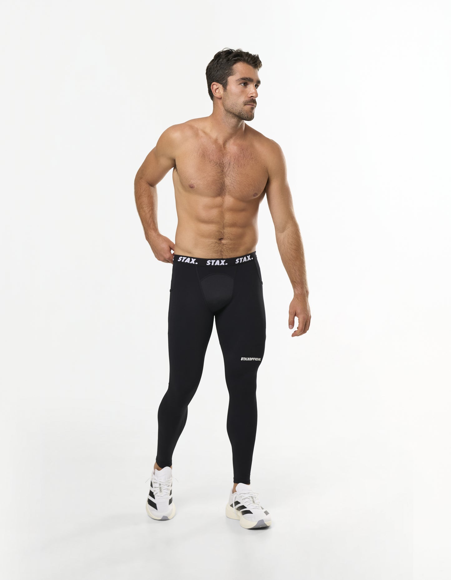 Mens Compressive Phone Pocket Tights - Black