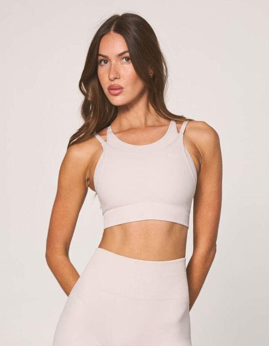 Premium Seamless Layered Crop - Bone