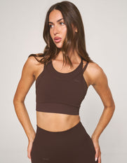 Premium Seamless Layered Crop - Cocoa