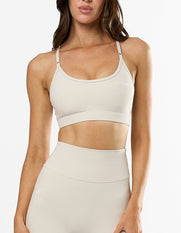 STAX. Strappy Crop NANDEX™ in Oat - NANDEX™ Material - Activewear for walks, yoga & everyday wear 