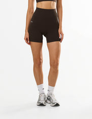 STAX. NFS (No Front Seam) Midi Bike Shorts NANDEX™ in Espresso - NANDEX™ Material - Activewear for walks, yoga & everyday wear 