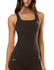 STAX. Body Tank NANDEX™ in Espresso - NANDEX™ Material - Activewear for walks, yoga & everyday wear 