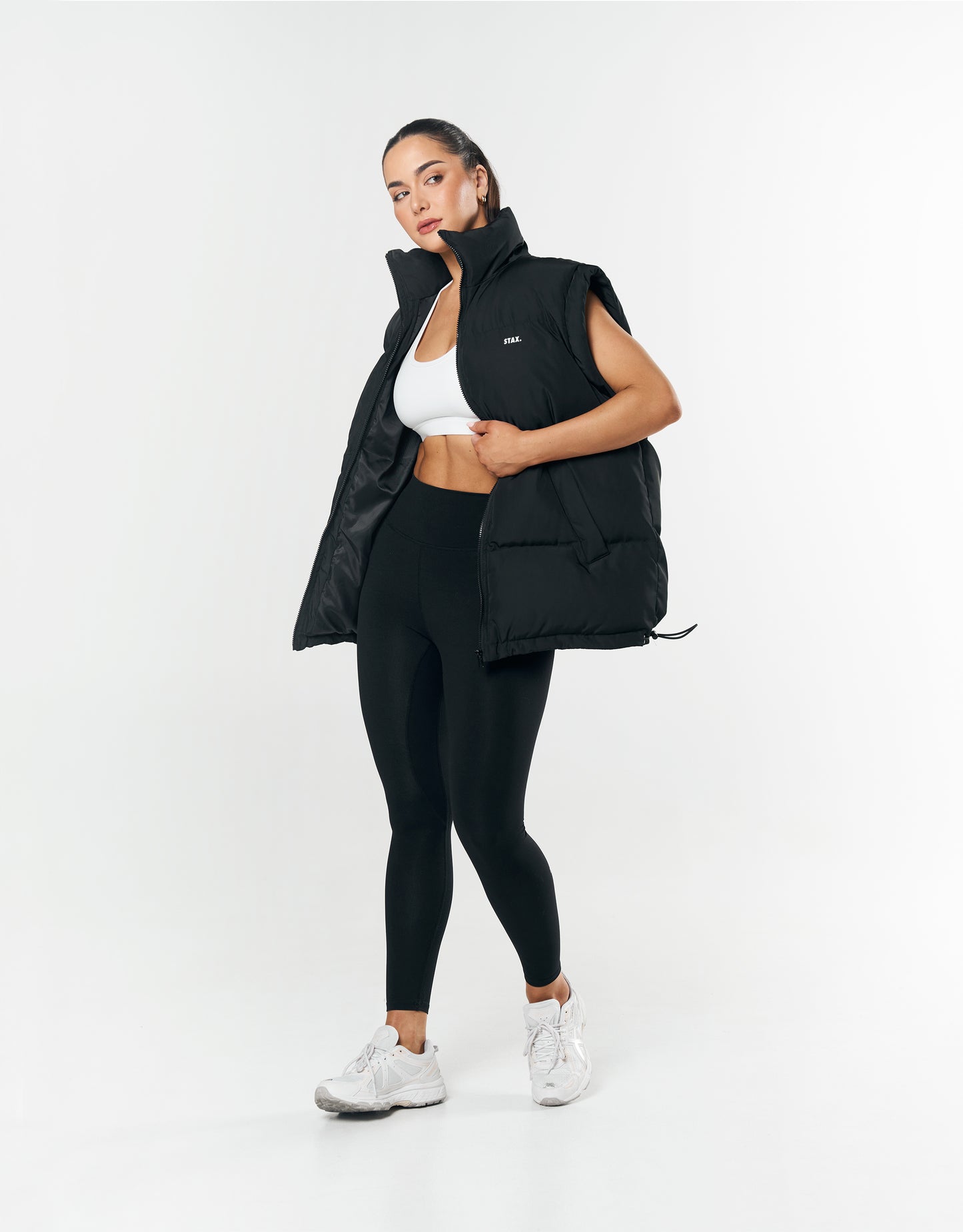 Oversized Sleeveless Puffer - Black