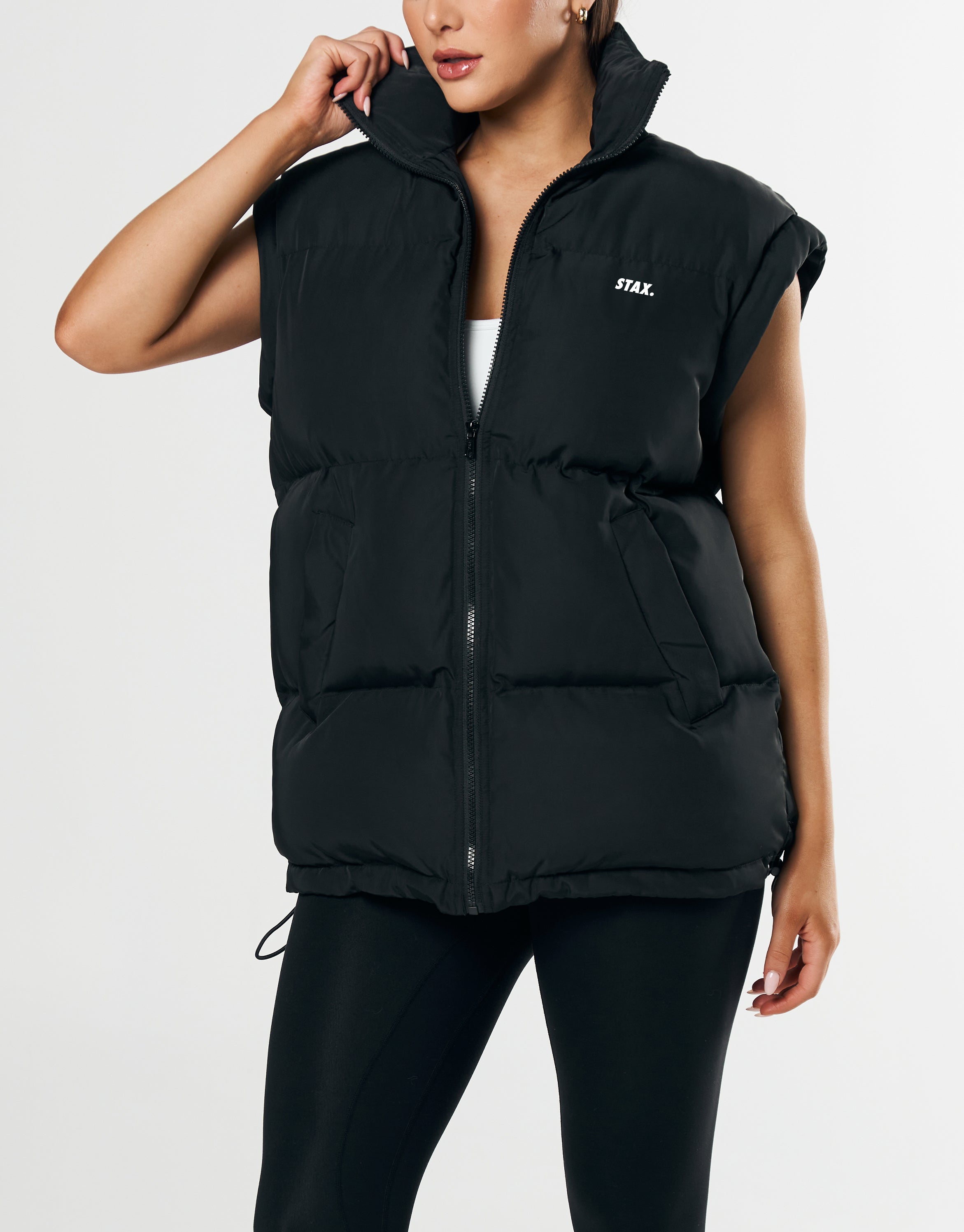 Oversized Sleeveless Puffer Black STAX