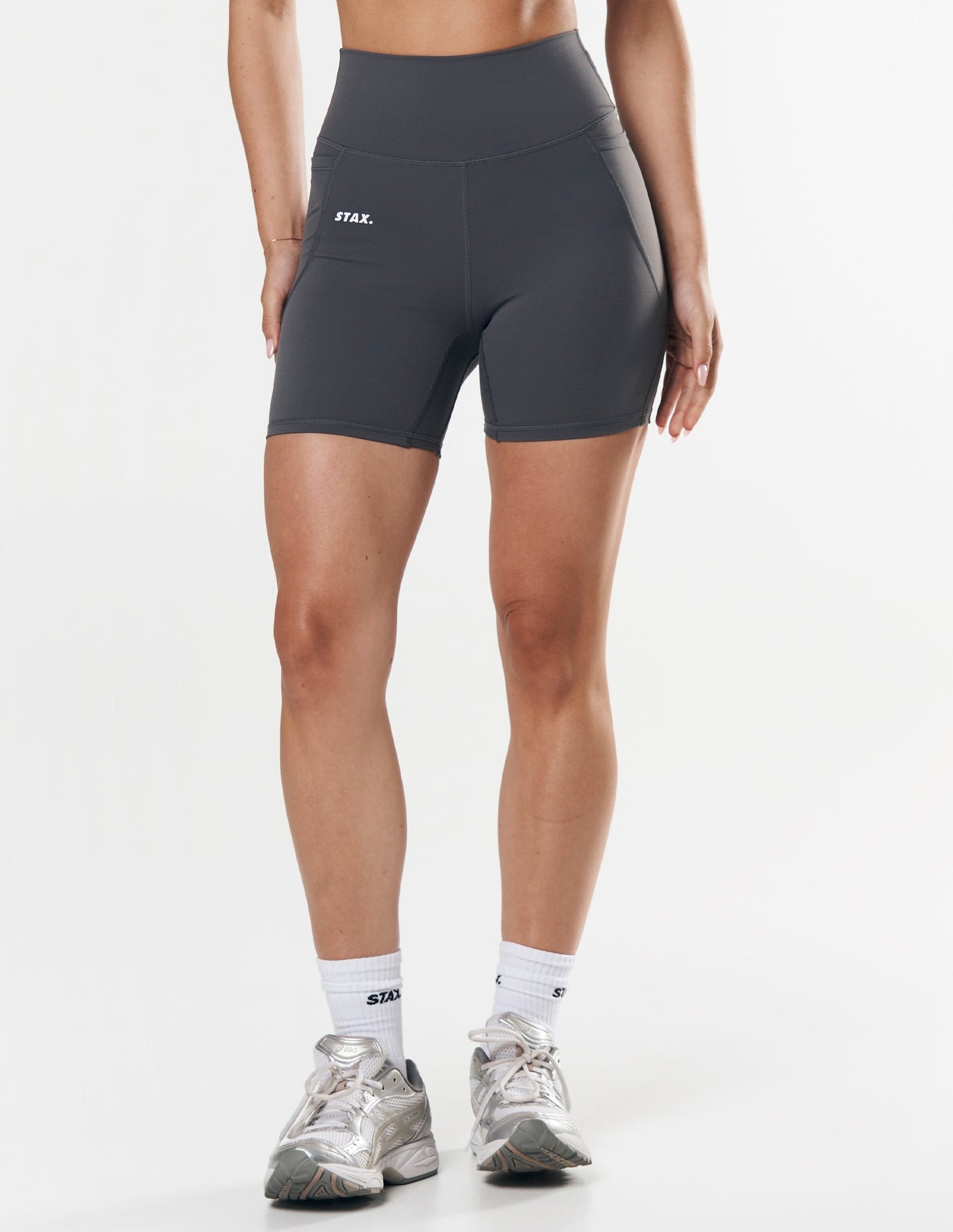 Phone Pocket Midi Bike Shorts NANDEX ™ - Charcoal Grey