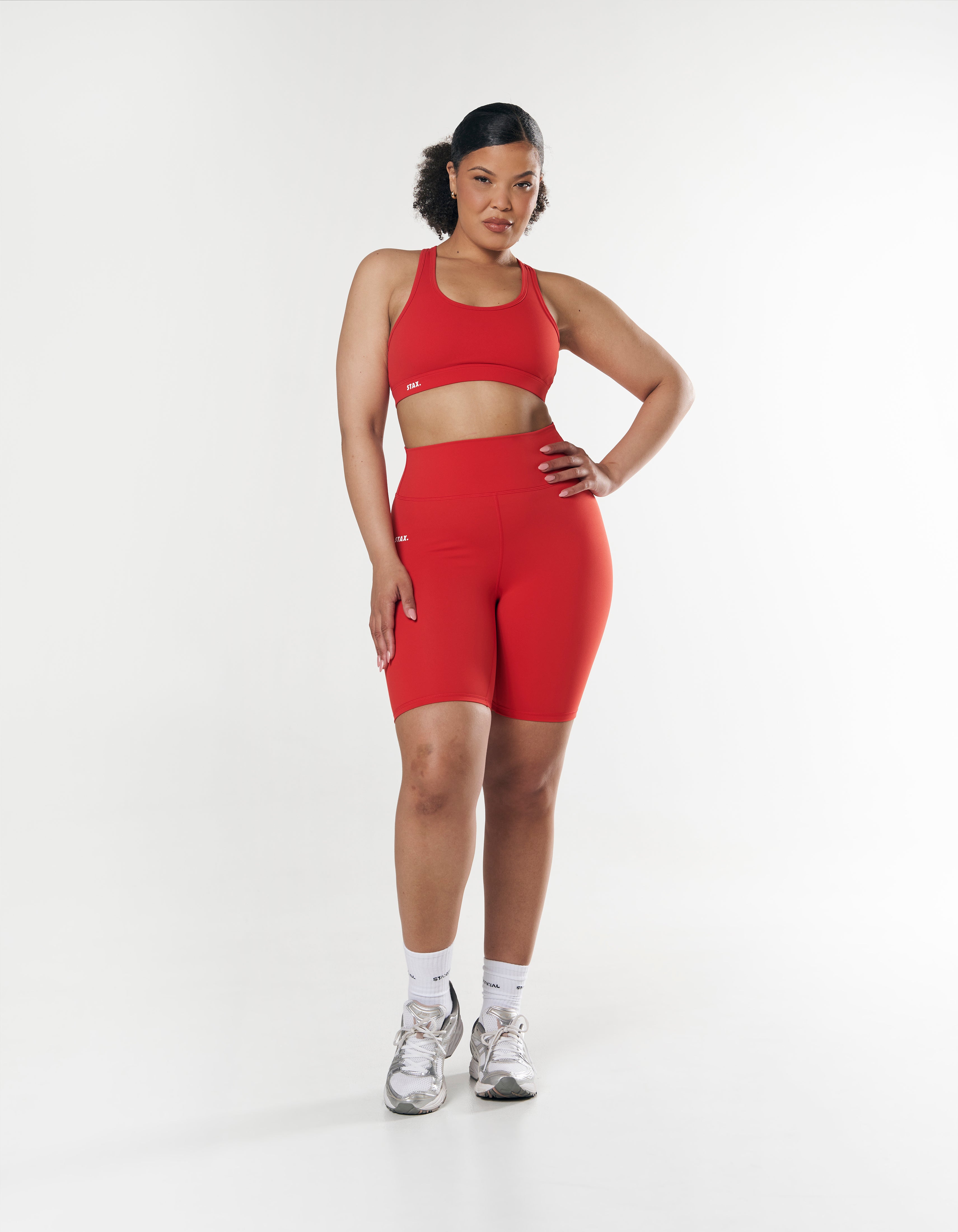 Red biker best sale shorts plus size