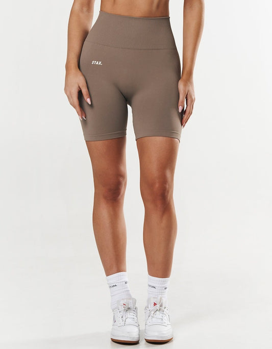 Premium Seamless Midi Bike Shorts - Brown