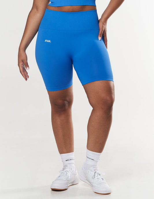 Premium Seamless Midi Bike Shorts - Blue