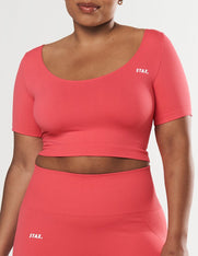 Premium Seamless Scoop Tee - Pink