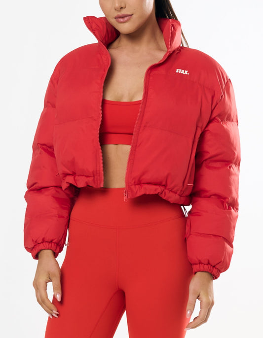 Cropped Puffer- Red