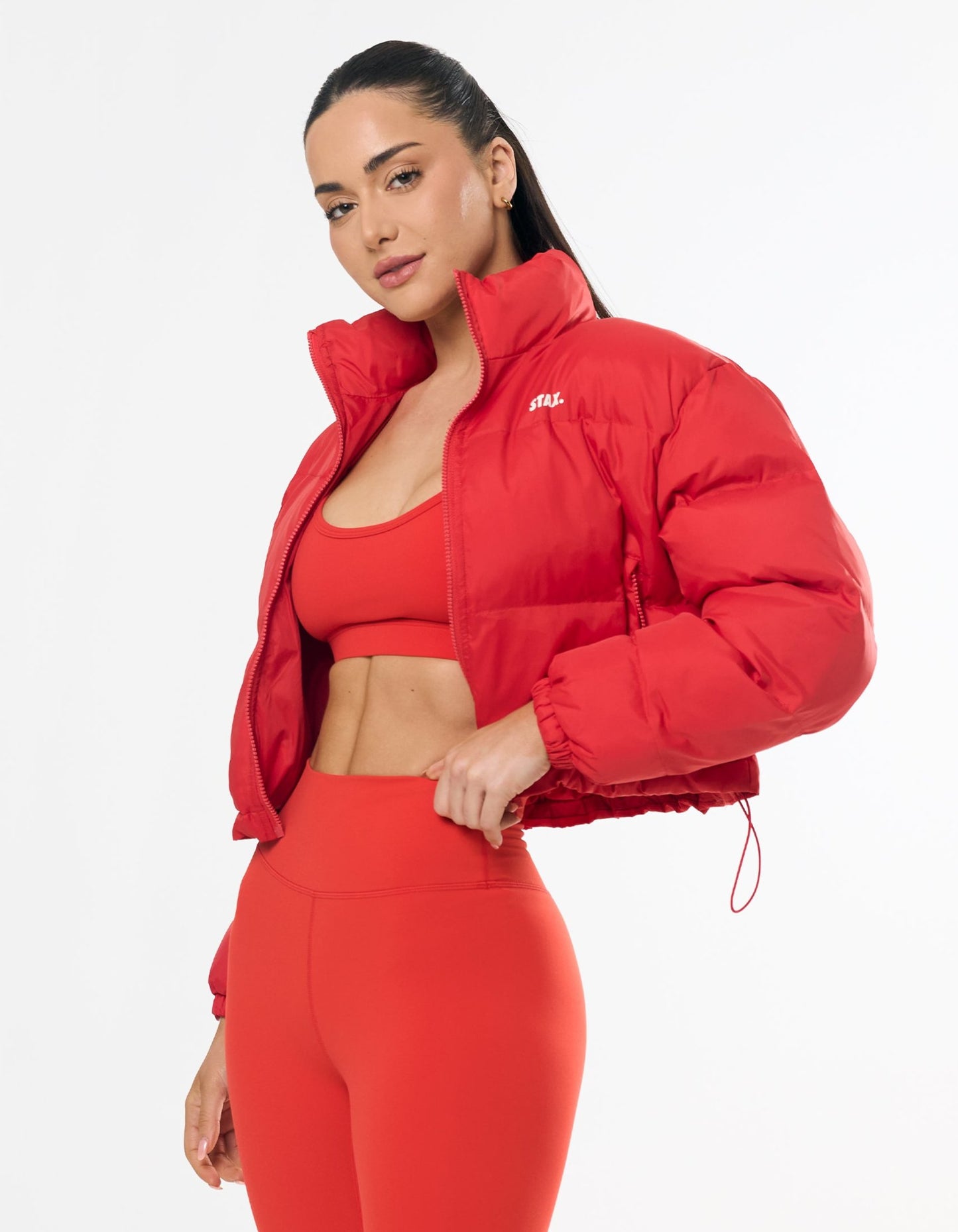 Cropped Puffer- Red