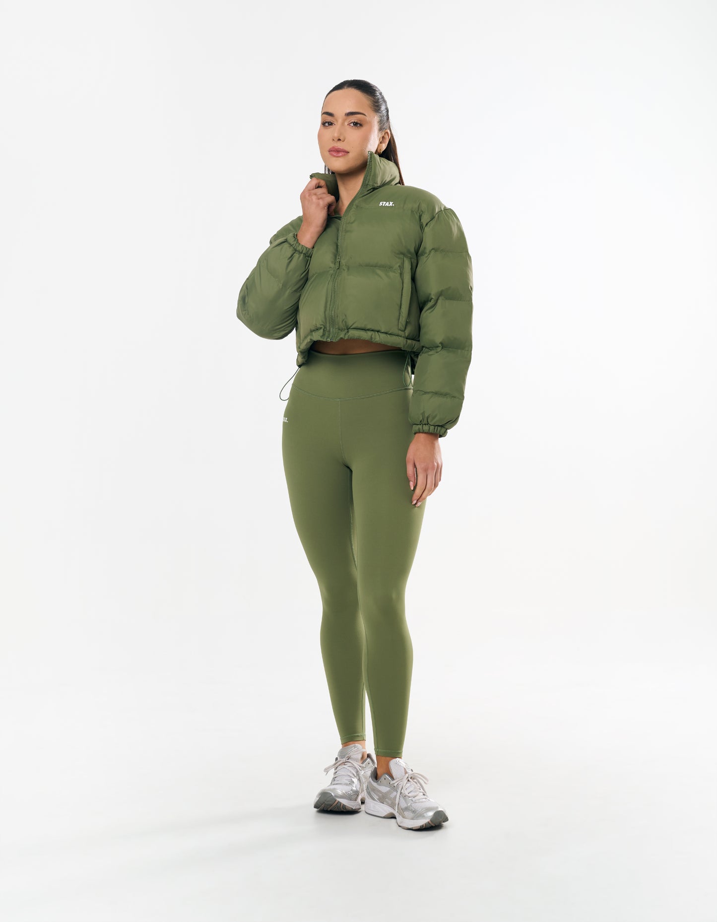 Cropped Puffer- Khaki