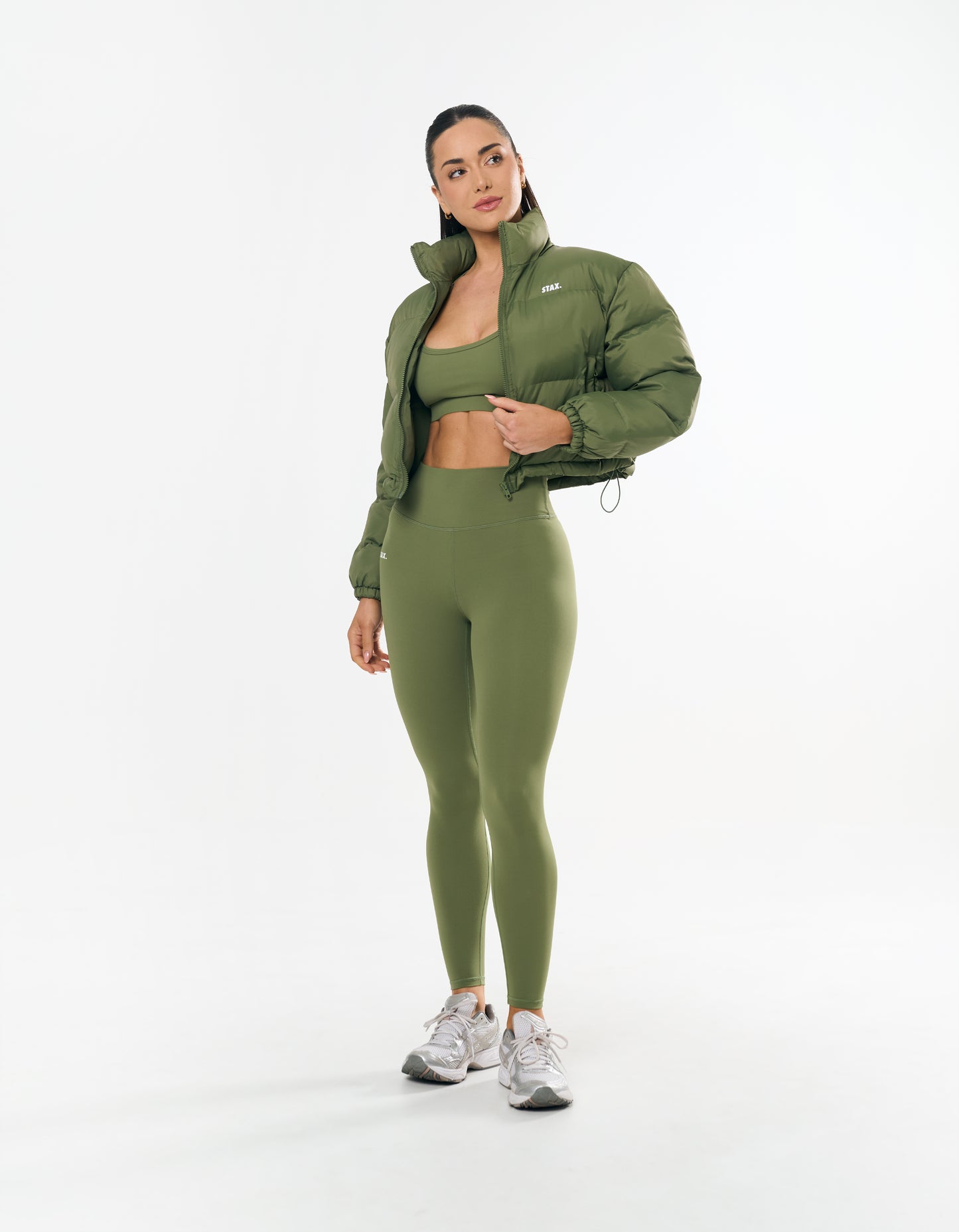 Cropped Puffer- Khaki