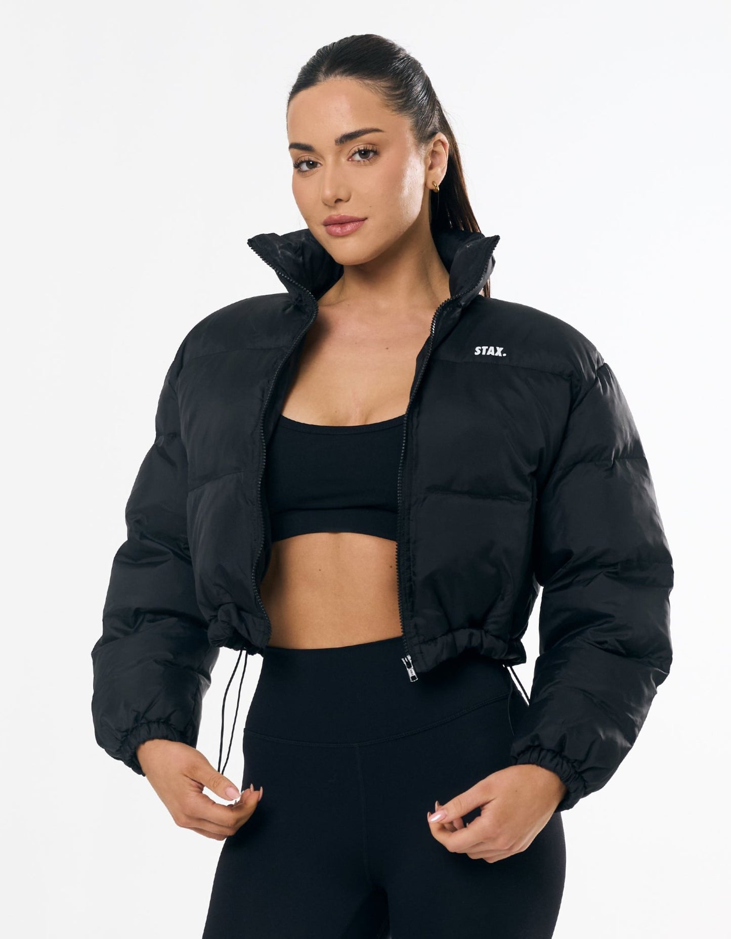 Cropped Puffer- Black