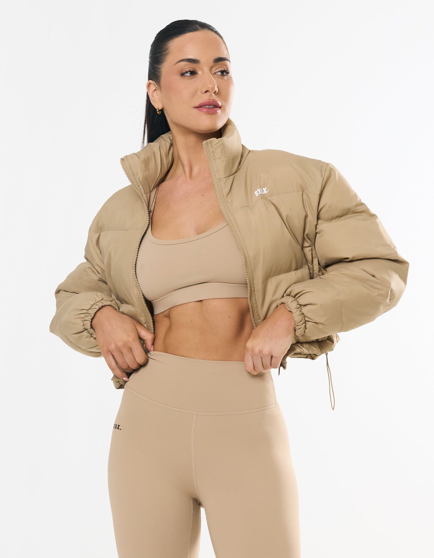 Cropped Puffer- Sand