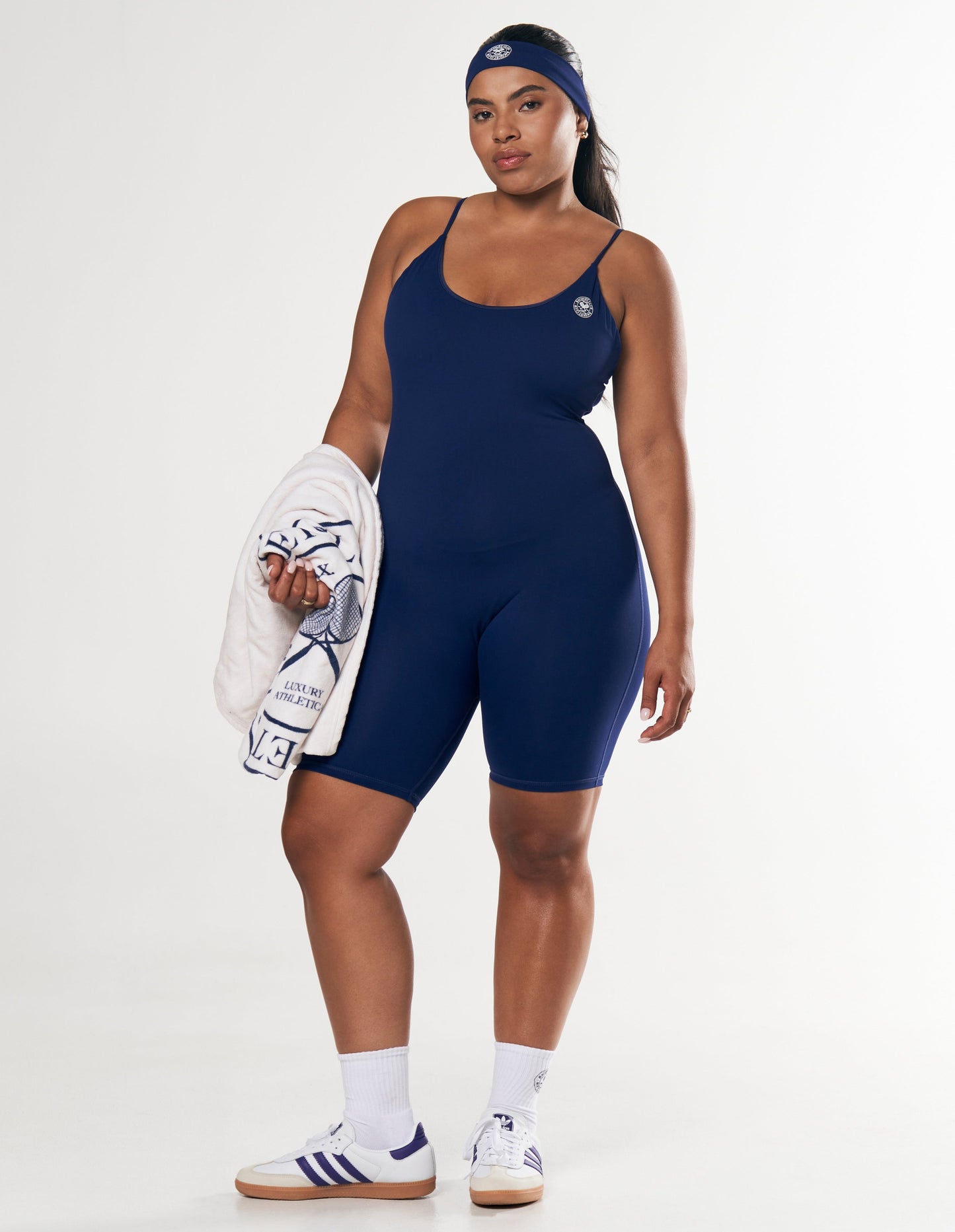 Racquet Club Short Leg Bodysuit - Navy
