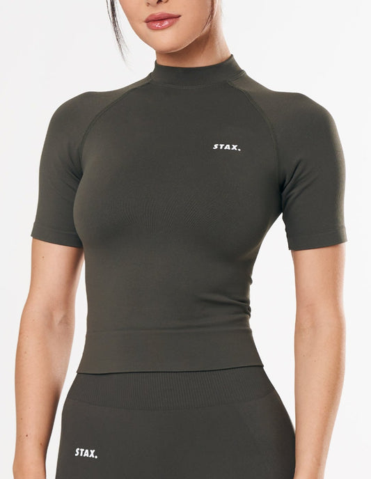 Premium Seamless High Neck Tee - Dovetail