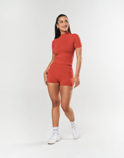 Seamless High Neck Tee - Red