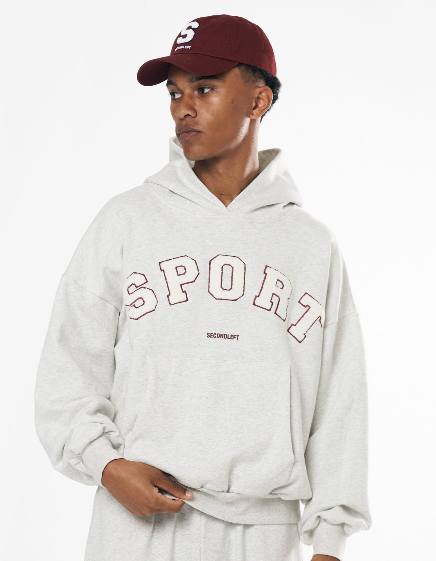 Sport Hoodie - Grey Marle/Berry