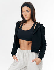 Essential Cropped Zip - Black