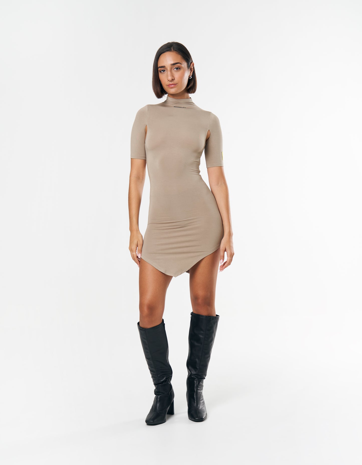 S1 Cut Out Dress Short - Beige