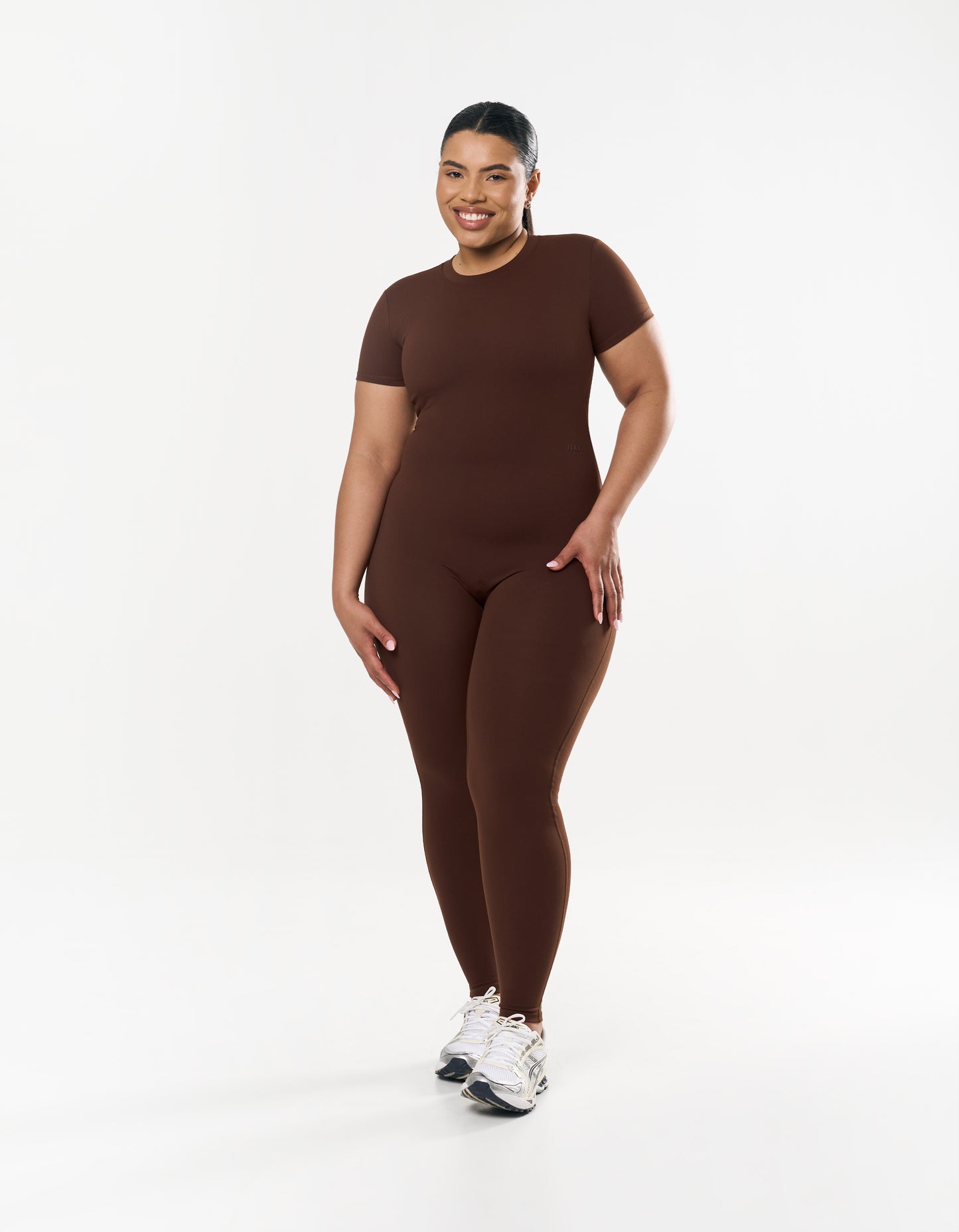 Short Sleeve Full Length Bodysuit NANDEX™ - Chocolate