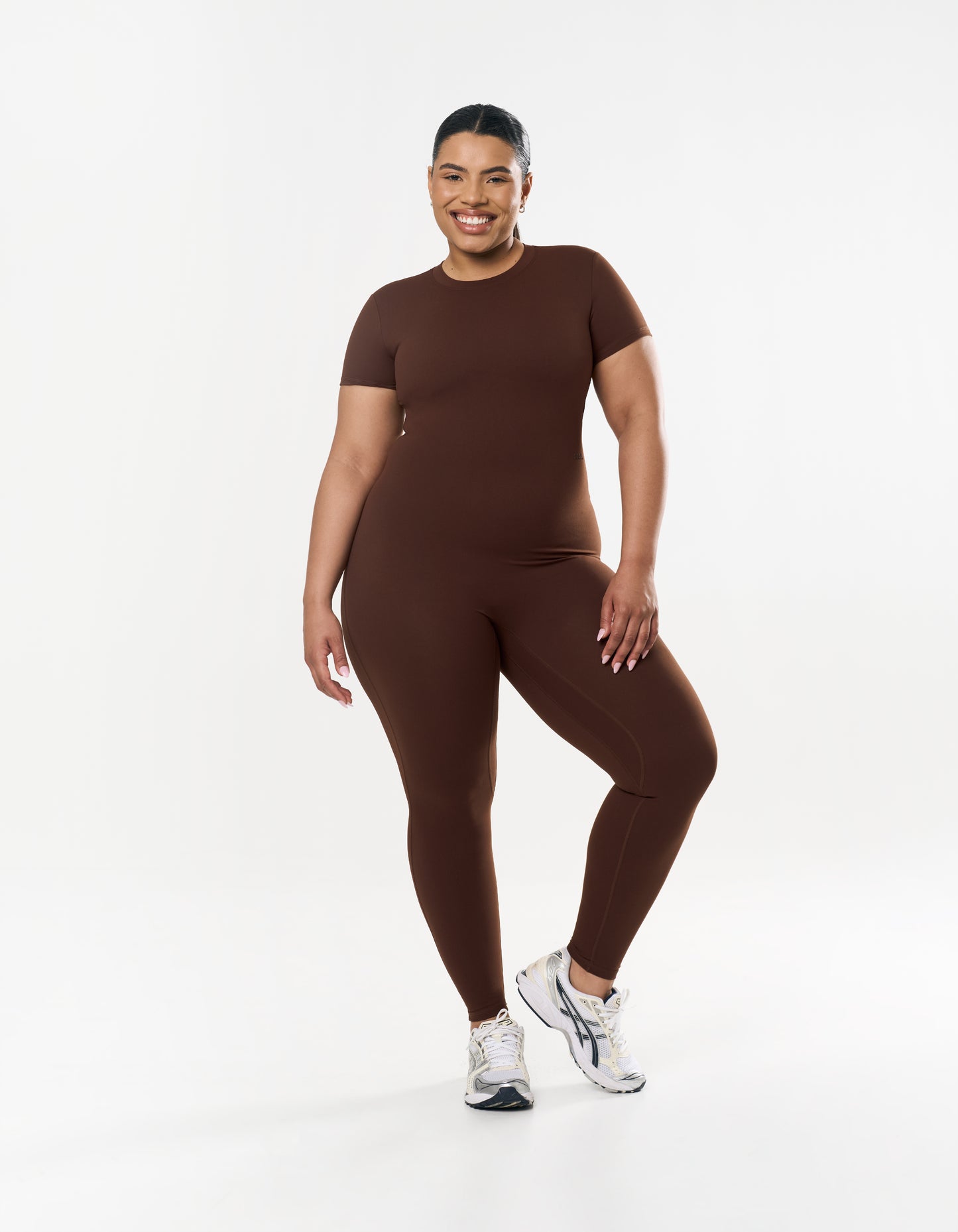 Short Sleeve Full Length Bodysuit NANDEX™ - Chocolate