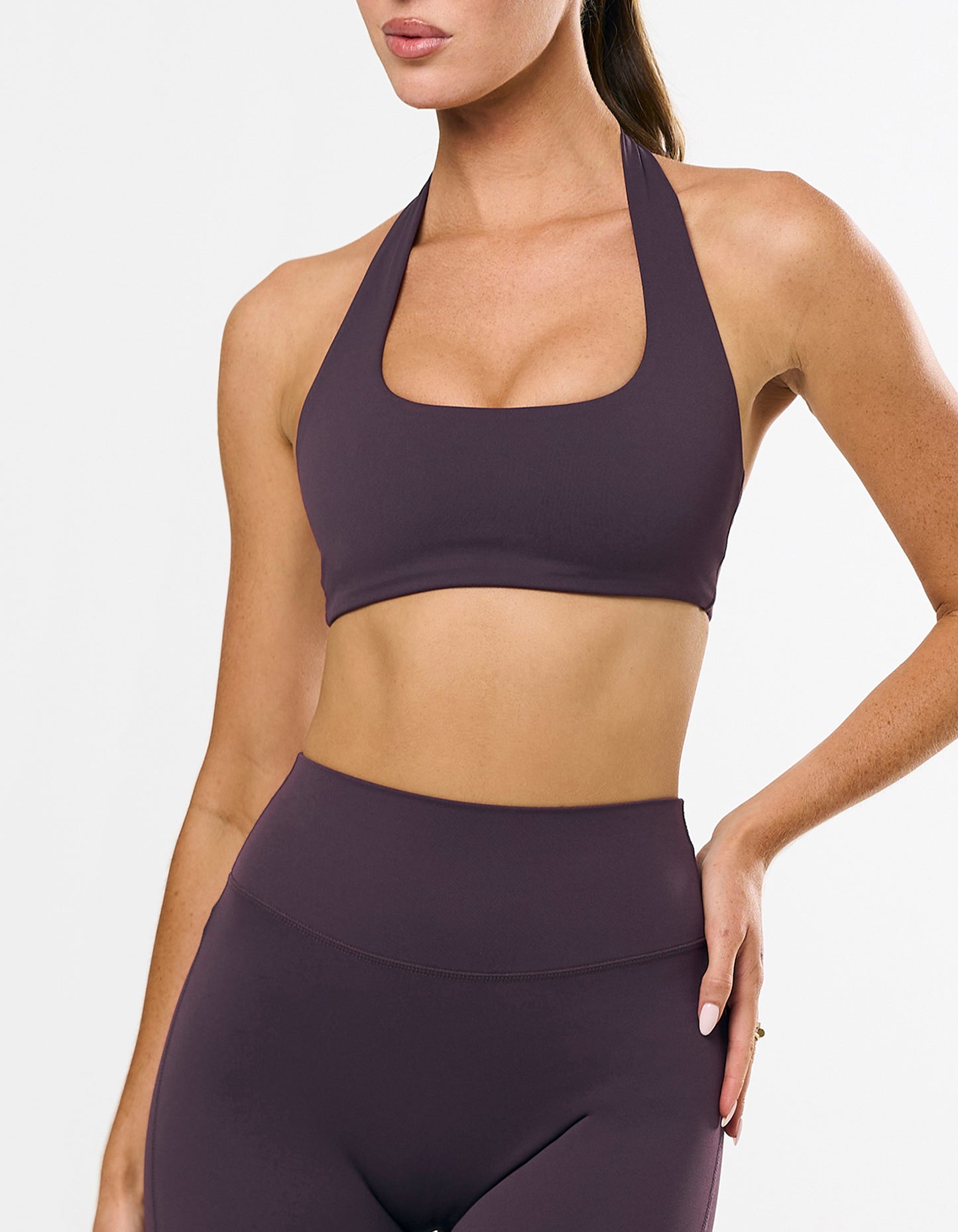 Square Neck Halter Crop Airlyte - Plum