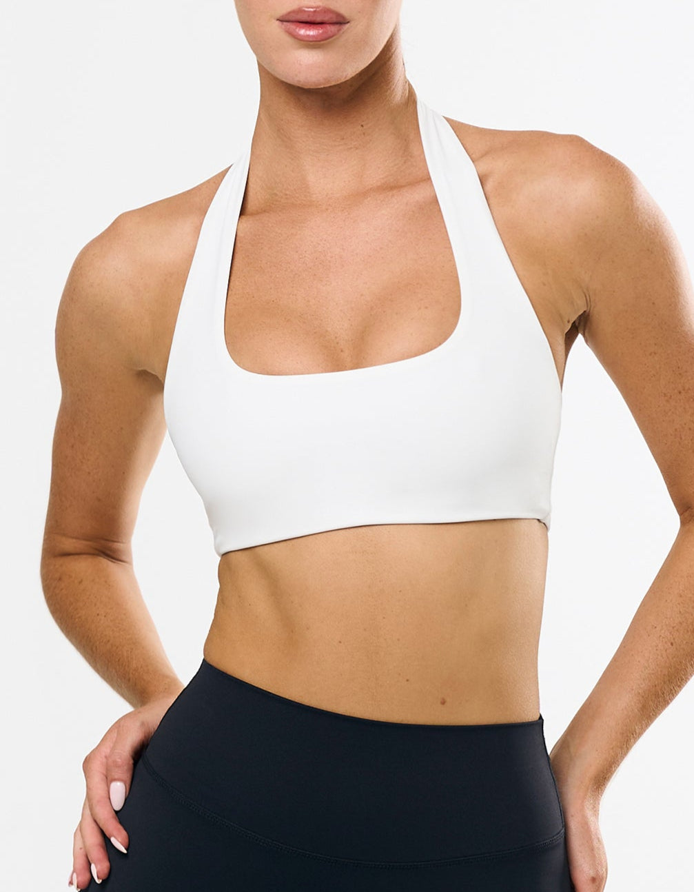 Square Neck Halter Crop Airlyte - White