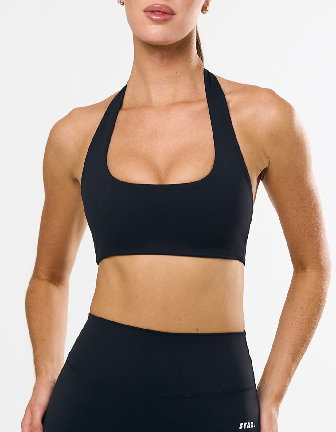 Square Neck Halter Crop Airlyte - Black