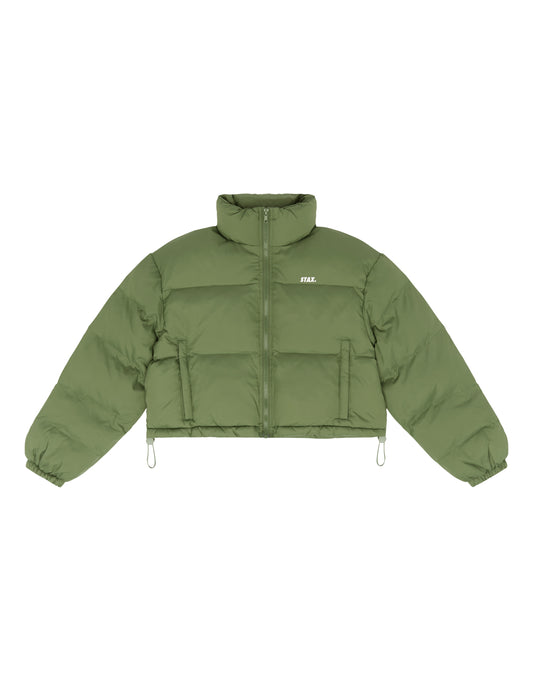 Cropped Puffer- Khaki