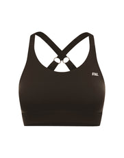 Flat lay front view of STAX. Adapt Crop NANDEX™ in Espresso isolated on a white background  