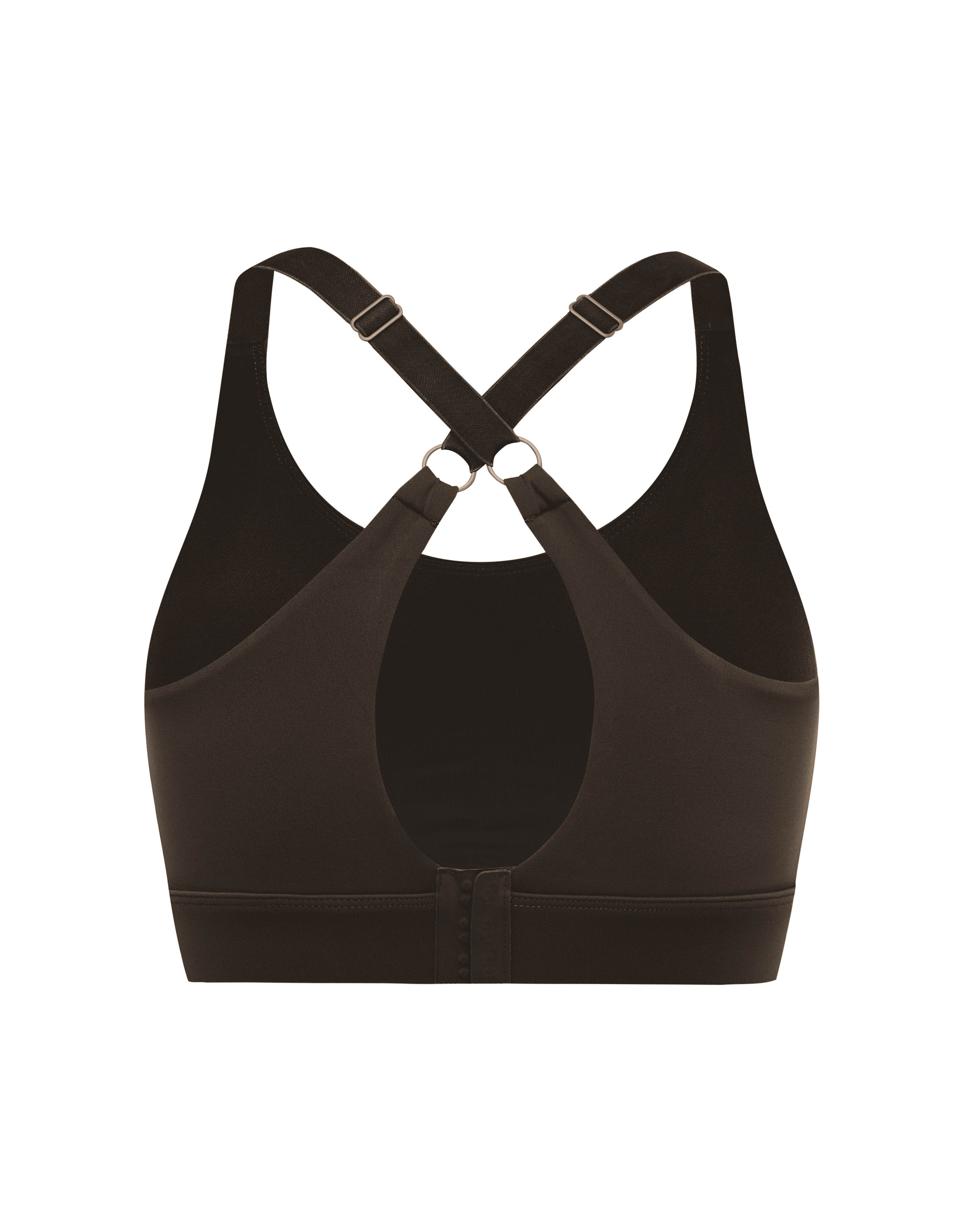 Flat lay back view of STAX. Adapt Crop NANDEX™ in Espresso showing crossover design