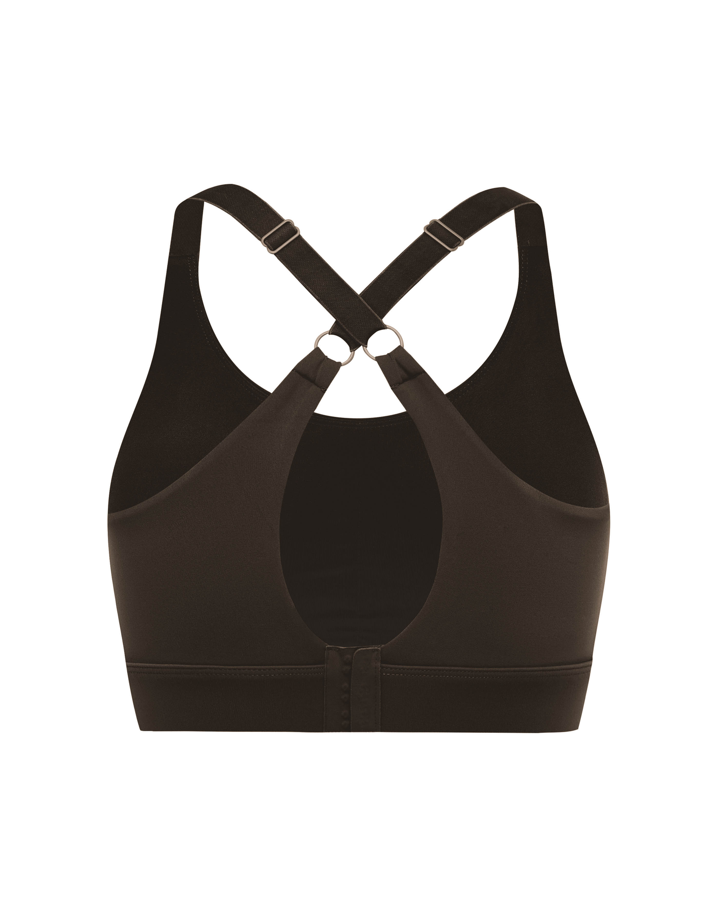 Flat lay back view of STAX. Adapt Crop NANDEX™ in Espresso showing crossover design