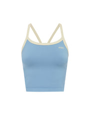 Seamless Kic Cropped Tank - Blue/Cream