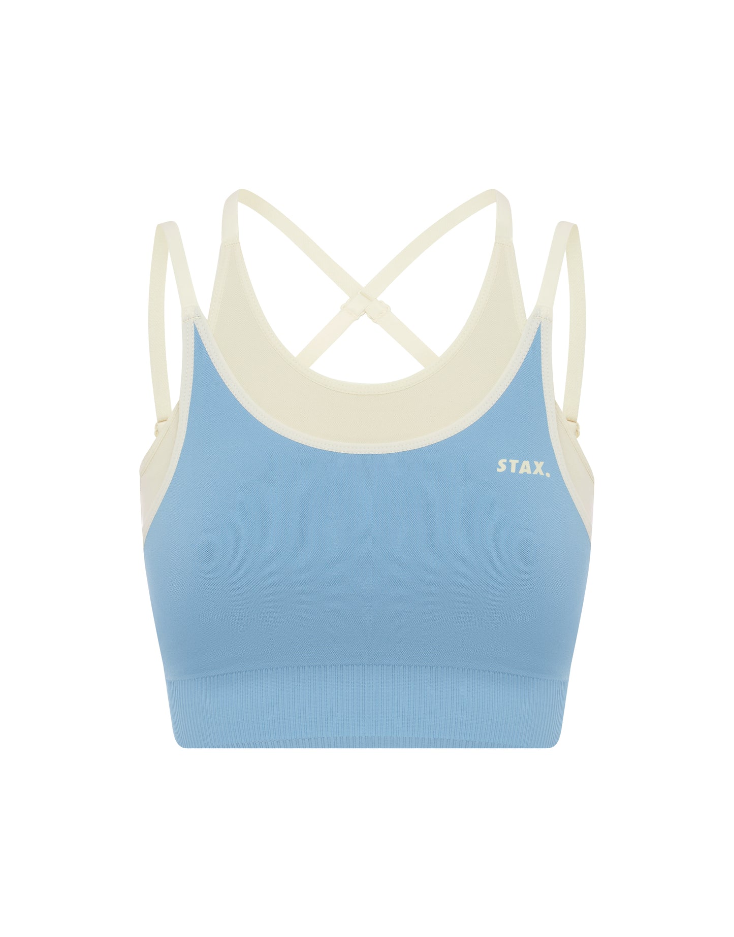 Seamless Kic Layered Crop - Blue/Cream