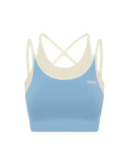 Seamless Kic Layered Crop - Blue/Cream