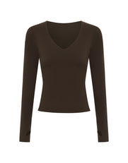 V Cut Long Sleeve NANDEX™ - Chocolate