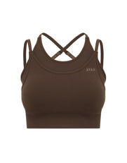 Premium Seamless Layered Crop - Cocoa