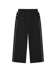Flat lay front view of STAX. Woven Track Pants in Black