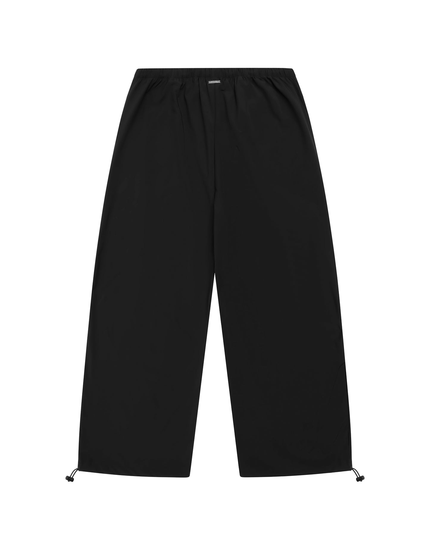 Flat lay back view of STAX. Stella Pants in black