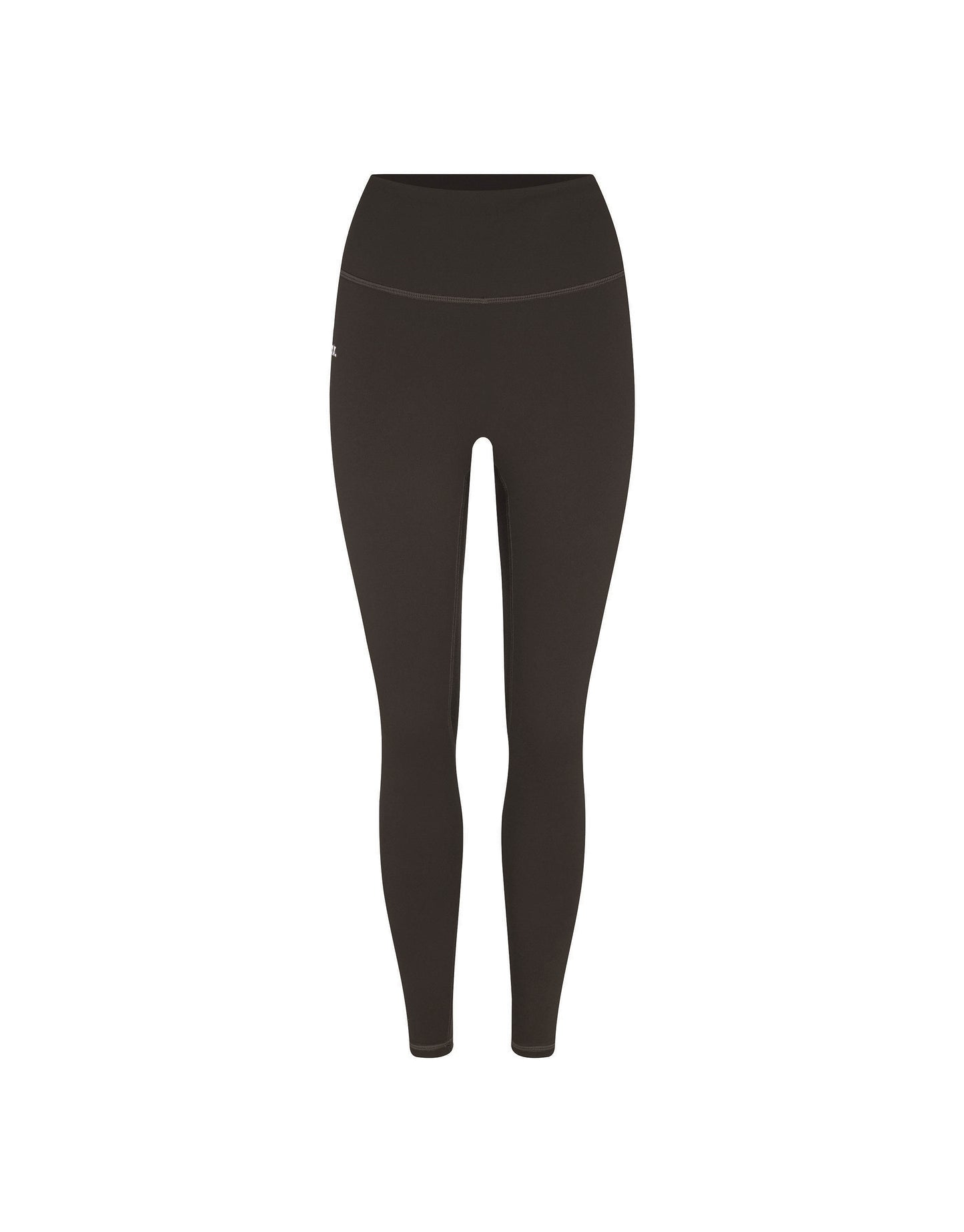 Flat lay front view of STAX. NFS (No Front Seam) Full Length Tights NANDEX™ in Espresso isolated on a white background  