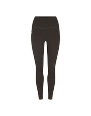 Flat lay front view of STAX. NFS (No Front Seam) Full Length Tights NANDEX™ in Espresso isolated on a white background  